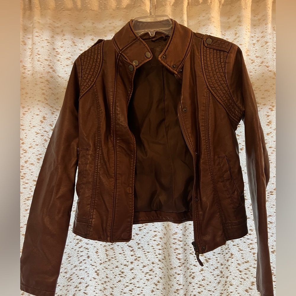 Aeropostale Women’s Faux Leather Motorcycle/Biker Jacket
